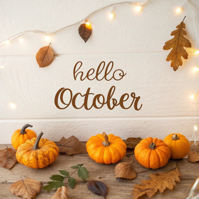 Welcome October Autumn Greeting Template | PosterMyWall