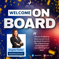 Welcome on board new employee staff company announcement card editable online poster flyer template