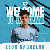 Welcome Player Soccer to New team Instagram Post template