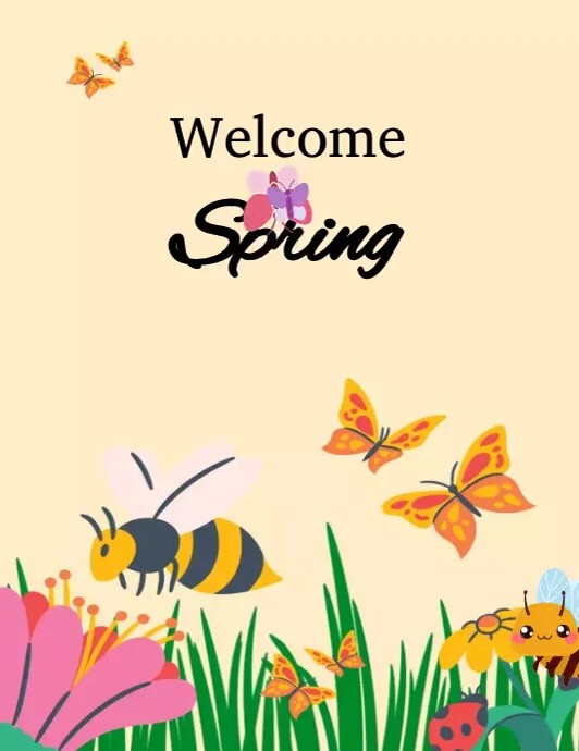 Welcome spring 🌼/ Online greeting cards Template | PosterMyWall