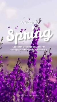 welcome spring purple Instagram Story template