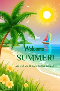 welcome summer online greeting card 2025 Poster template