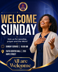 Purple Sunday Church Service Instagram Portrait Template