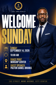 Пурпурный Church Event Poster Template