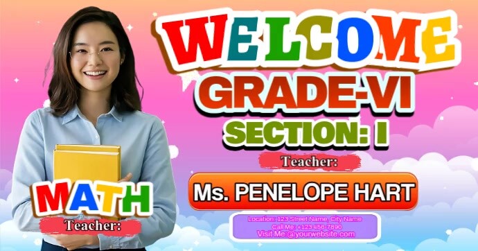 Welcome to Ms. Hart's 6th Grade Math Class Facebook Shared Image template