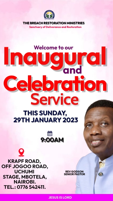 Church Inauguration Design welcome to our inaugural service Template | PosterMyWall