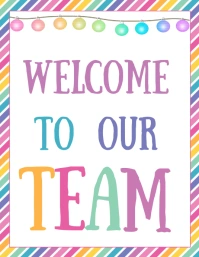 Welcome to our team printable sign, Volante (Carta US) template