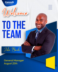 Welcome to the team company employee new member staff editable printable flyer poster template Instagram Portrait