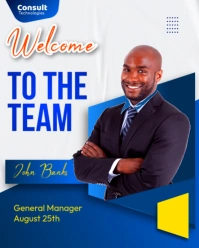 Welcome to the team company employee new member staff editable printable flyer poster template Instagram Portrait
