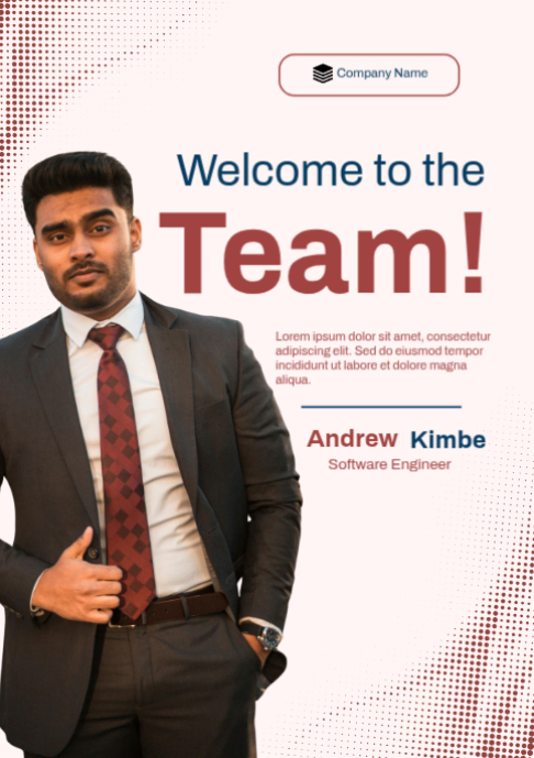 Copy of Welcome to the Team Poster — Professional Employee Introduction ...