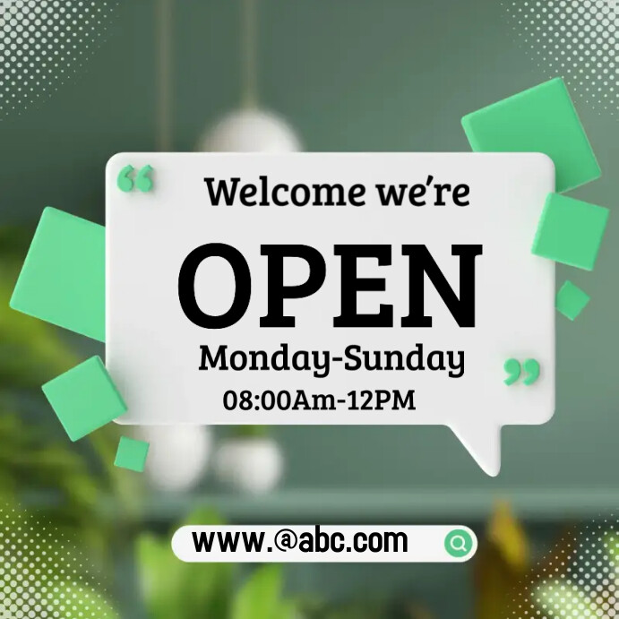 Welcome we're open now Instagram Post template