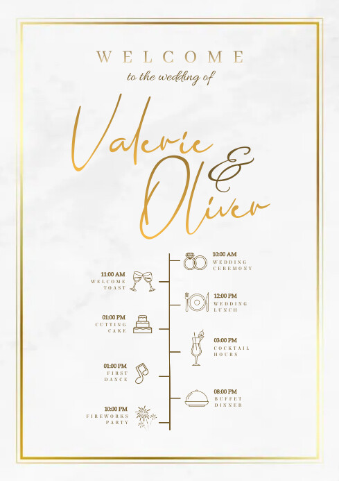 Plantilla de Welcome Wedding Rundown List | PosterMyWall