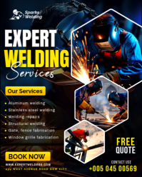 Welding Sheet Metal Steel Fabrication Steelwork Services Welders Fabricators Business Flyer Template Instagram Portrait