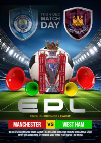 West Ham vs Manchester A5 template