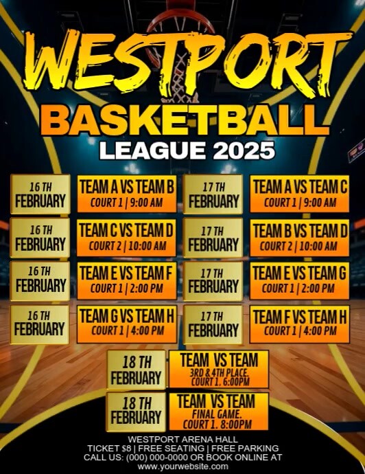 Westball Basketball League 2025 Flyer (US Letter) template