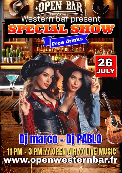 Western Bar Party A4 template