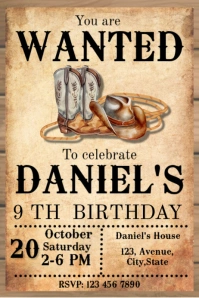 Western Country  Invitation Poster template