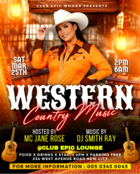 Western Country Music Themed Cowboys Party Bar Night Club Celebration Invitation Flyer Template Inst Instagram Portrait