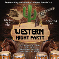 Castanho Western Night Party Instagram-opslag Template