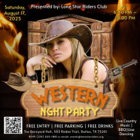 Preto Western Night Party Instagram-opslag Template