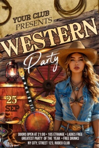 Western Party Banner 4' × 6' template