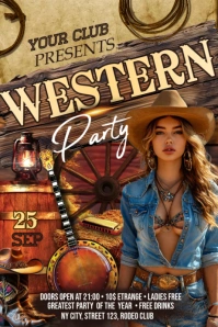 Western Party Banner 4' × 6' template