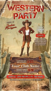 Vintage Retro Western Country Music Party Story Video Flyer template