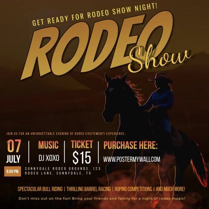 Western Rodeo Square Template – Country Show Event Poster Design