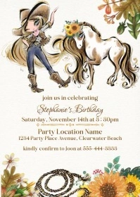 Western Theme Birthday Party Invitation A6 template