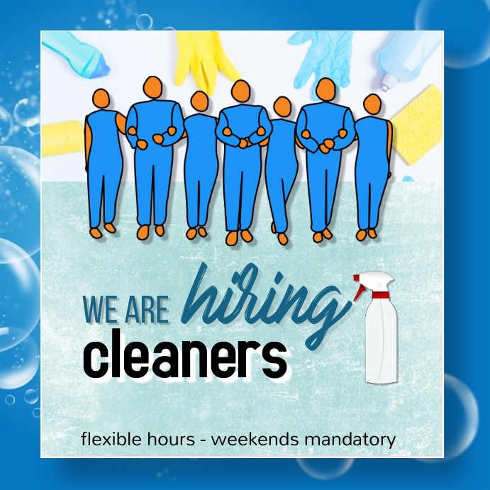 We’re Hiring Cleaners HouseKeeping Instagra Template PosterMyWall