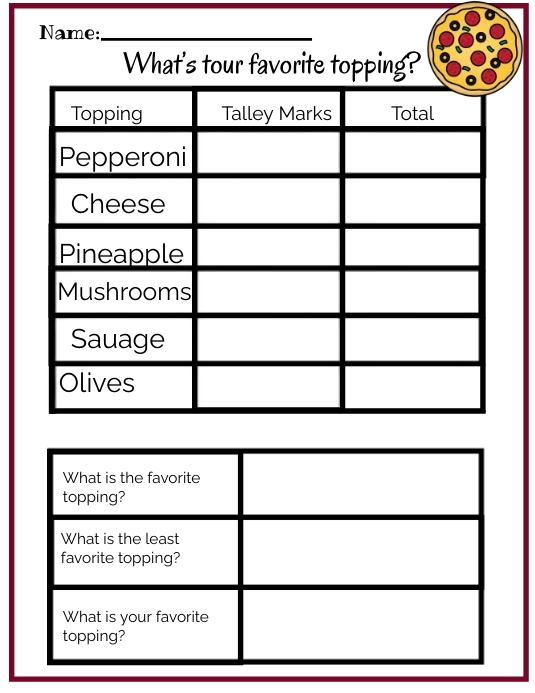 What’s your favorite topping? Pizza workshe Folder (US Letter) template