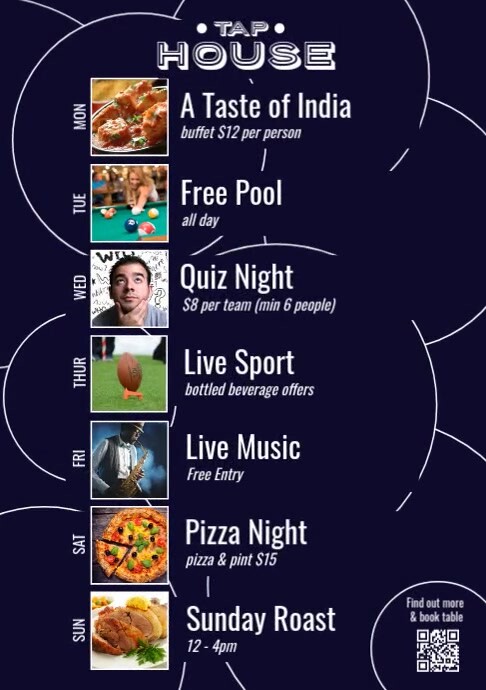 What's on Weekly - Circles - Midnight Blue Template | PosterMyWall