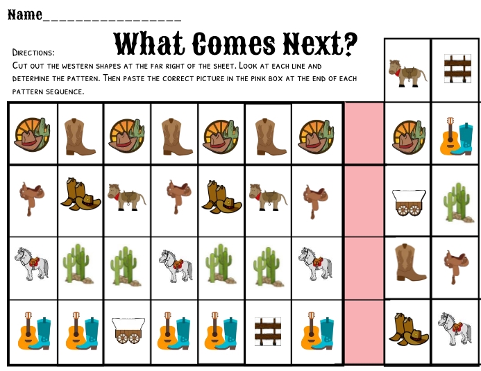 What Comes Next Pattern Sequence Worksheet Template | PosterMyWall