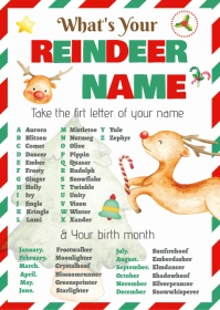 what is your reindeer name printable A6 template