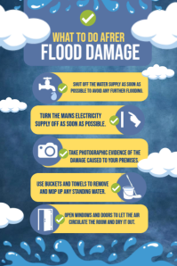 What to Do After Flood Damage Infographic Poster template