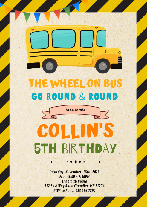 Modele Roues Sur La Invitation D Anniversaire De Bus Postermywall Modele Roues Sur La Invitation D Anniversaire De Bus Postermywall