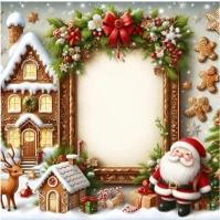 Whimsical Christmas Gingerbread Frame Publicação no Instagram template