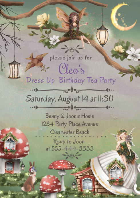 Whimsical Little Girls Tea Party Birthday Template | PosterMyWall Whimsical Little Girls Tea Party Birthday Template | PosterMyWall