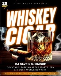 Whiskey and Cigar night club bar video promotion social media flyer template Instagram Portrait