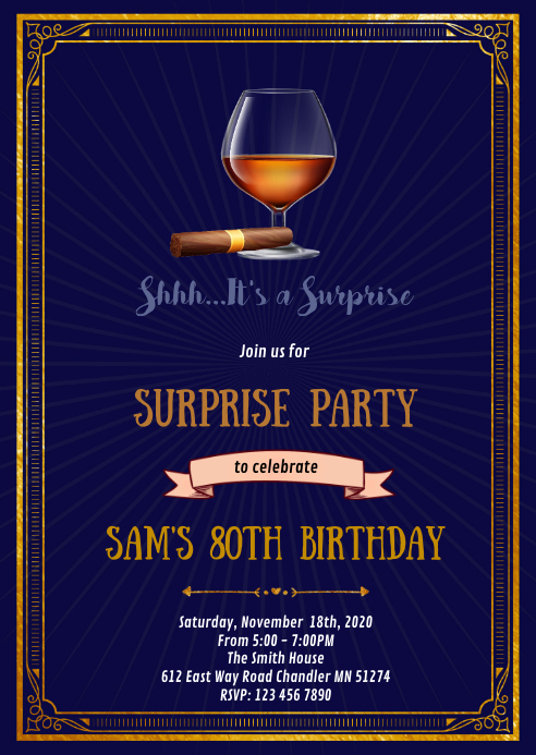 Whiskey blue label cigar Invitation Template | PosterMyWall