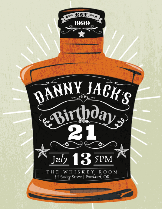 Whiskey Bottle Birthday Bash Flyer Iflaya (Incwadi ye-US) template