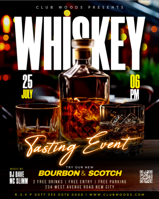 Whiskey bourbon scotch tasting night party event Promotion advertisement flyer template Instagram