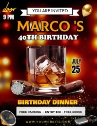 Whiskey Cigar Birthday Party Template Flyer (US Letter)