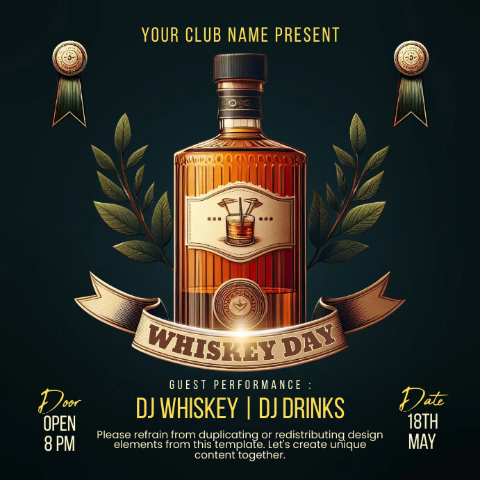 Whiskey Posts Plantilla de Whiskey Day Social Media Post Template | PosterMyWall