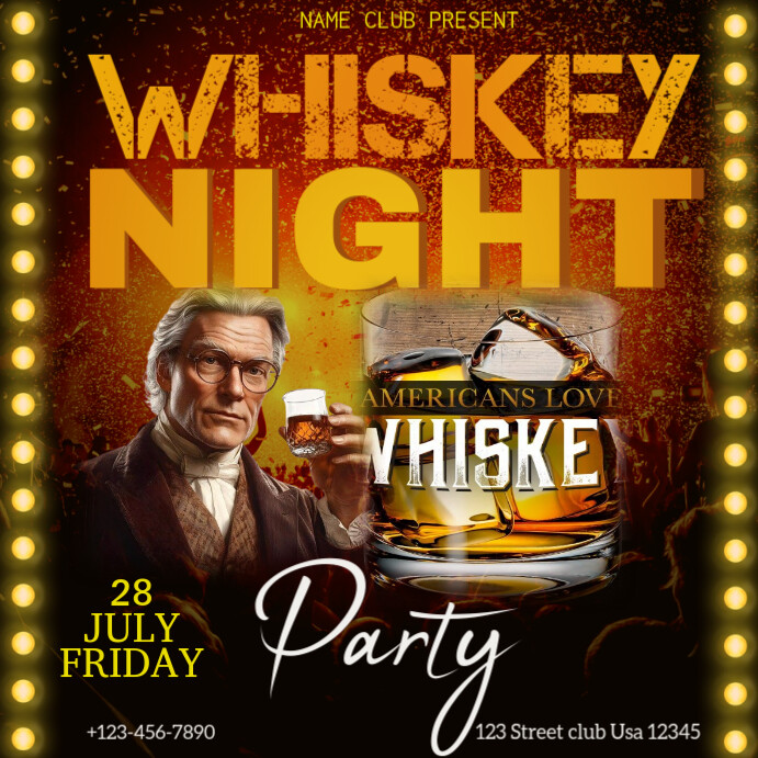 Whiskey Posts Plantilla de Whiskey Night Instagram Post. | PosterMyWall