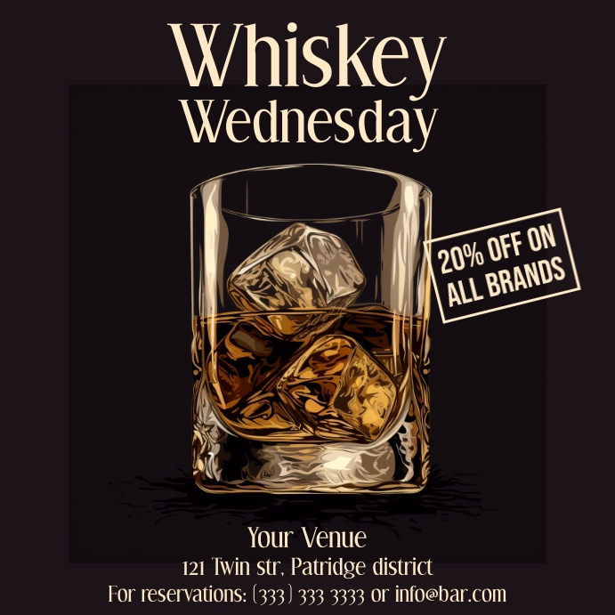 Whiskey Posts Whiskey Wednesday insagram post ad Template | PosterMyWall