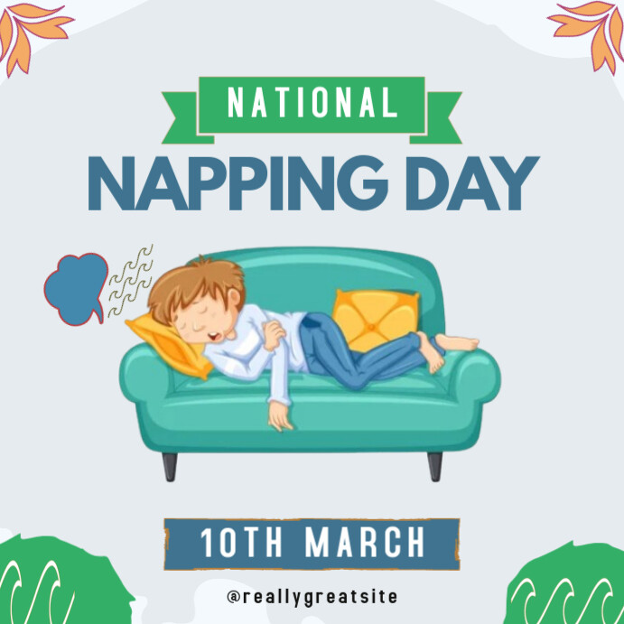 Kit Napping Post Plantilla de Whit and Green Illustrative National Napping Day Instagram ...