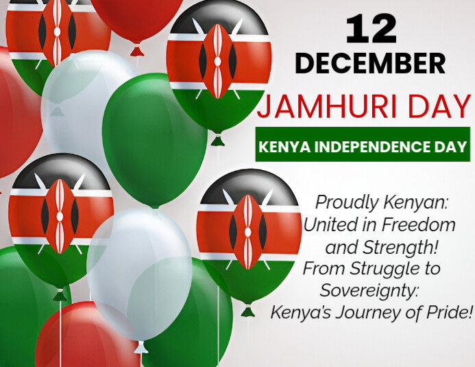 White, green and red Modern & Minimal Kenya Independence Day Flyer (us Letter) template