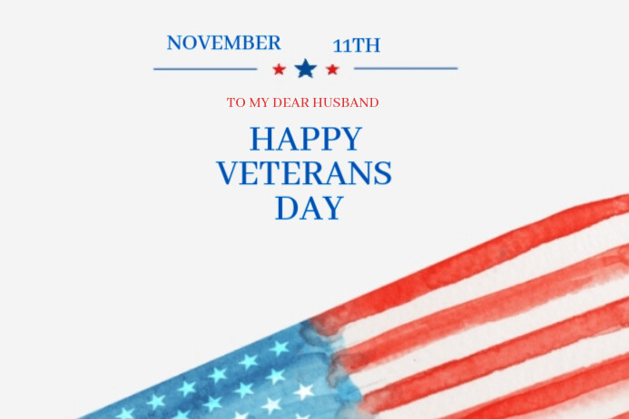 White, Blue and Red Minimalist Veterans Day Card 标签 template