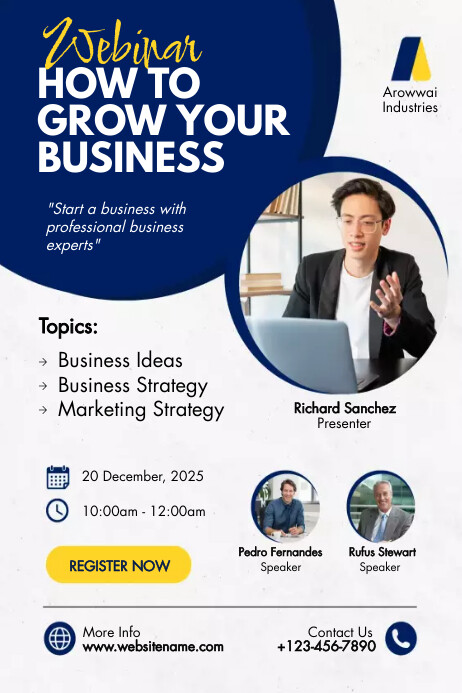 Copy of White & Blue Business Webinar Poster | PosterMyWall
